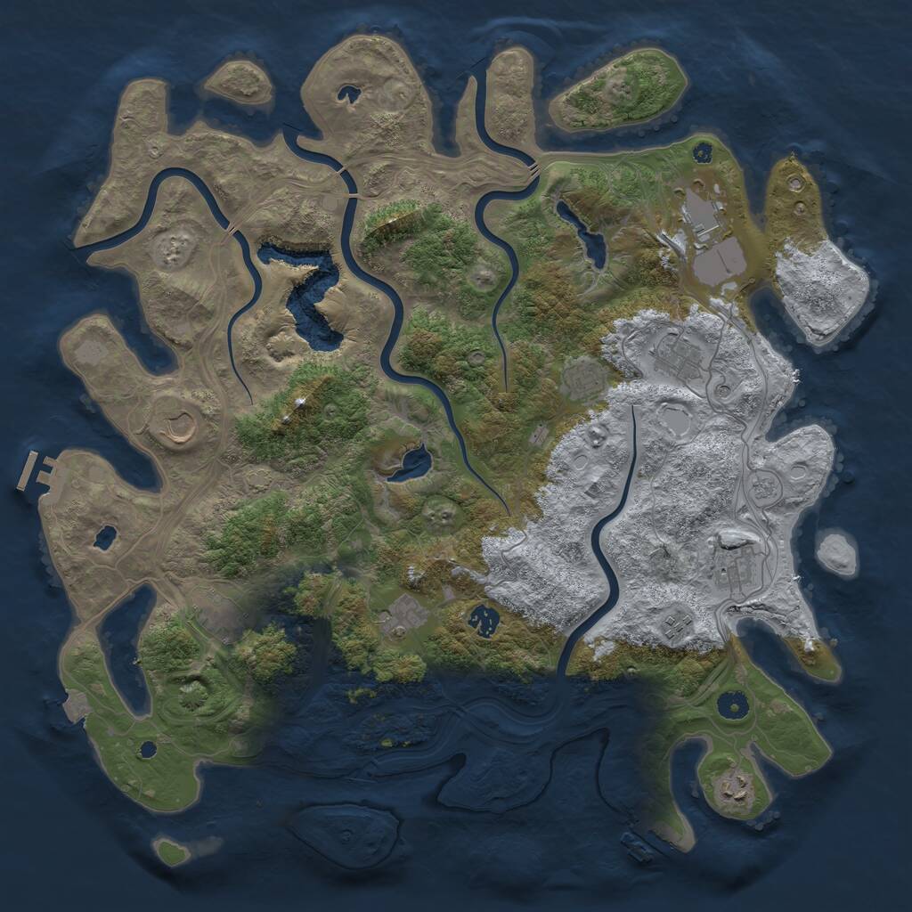 Rust Map: Procedural Map, Size: 4500, Seed: 1245, 16 Monuments