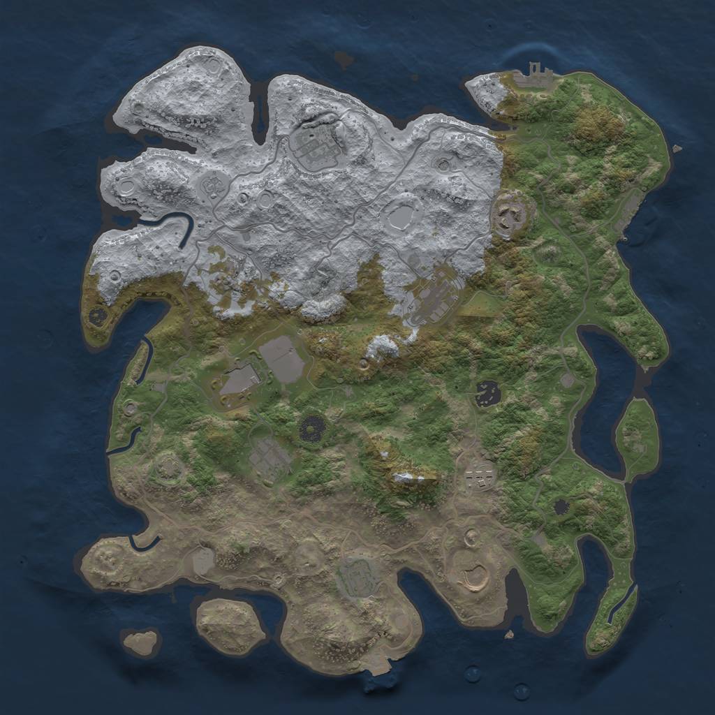 Rust Map: Procedural Map, Size: 4000, Seed: 1920355229, 18 Monuments