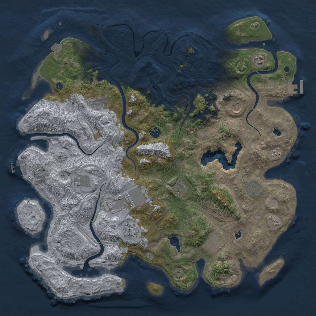 Rust Map: Procedural Map, Size: 4500, Seed: 1068316753, 17 Monuments