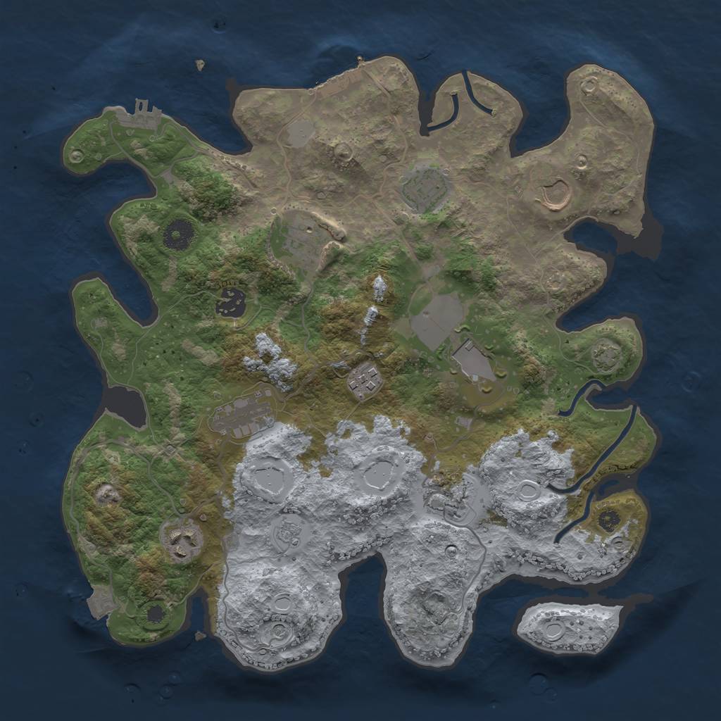 Rust Map: Procedural Map, Size: 3500, Seed: 1793816371, 17 Monuments