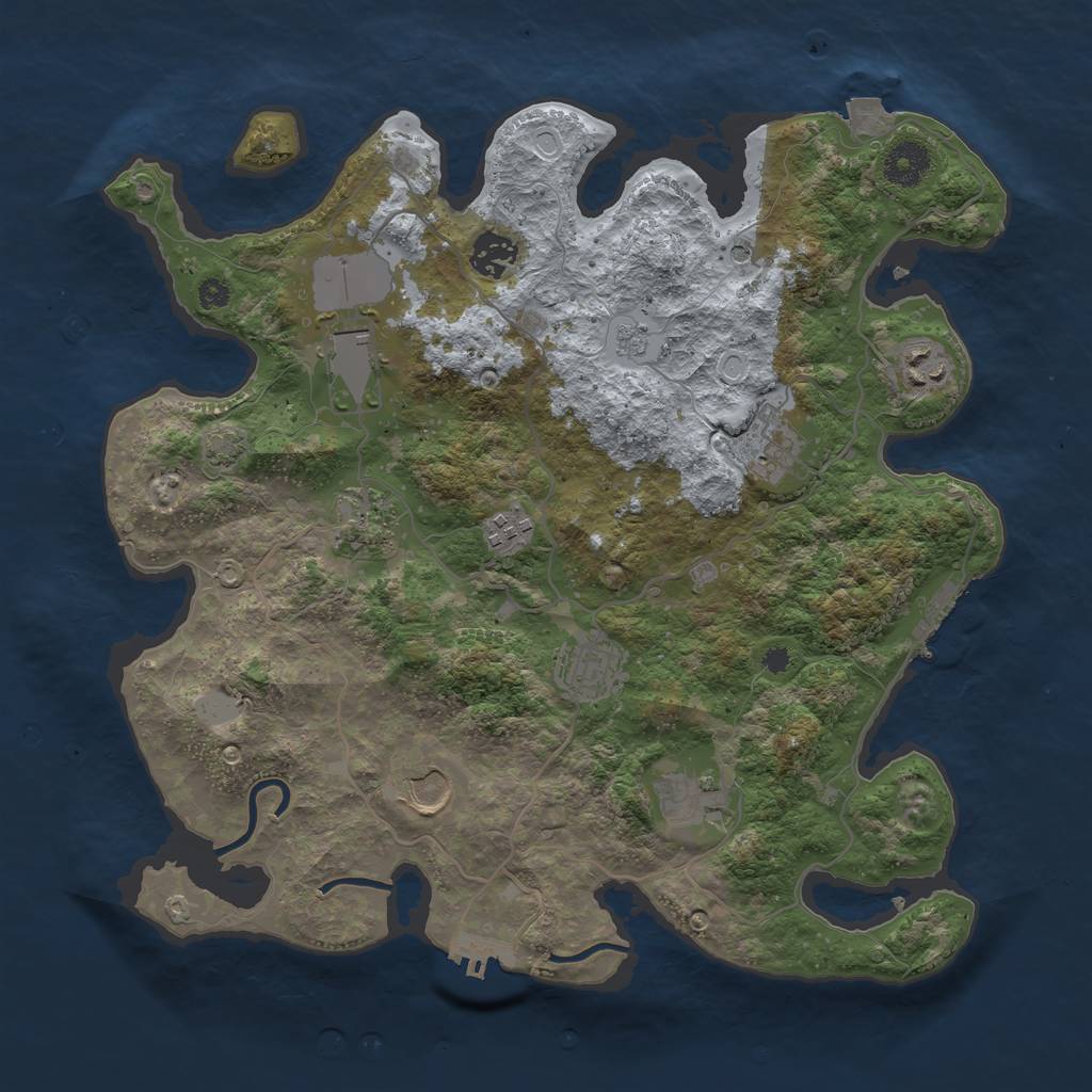 Rust Map: Procedural Map, Size: 3600, Seed: 1957, 17 Monuments