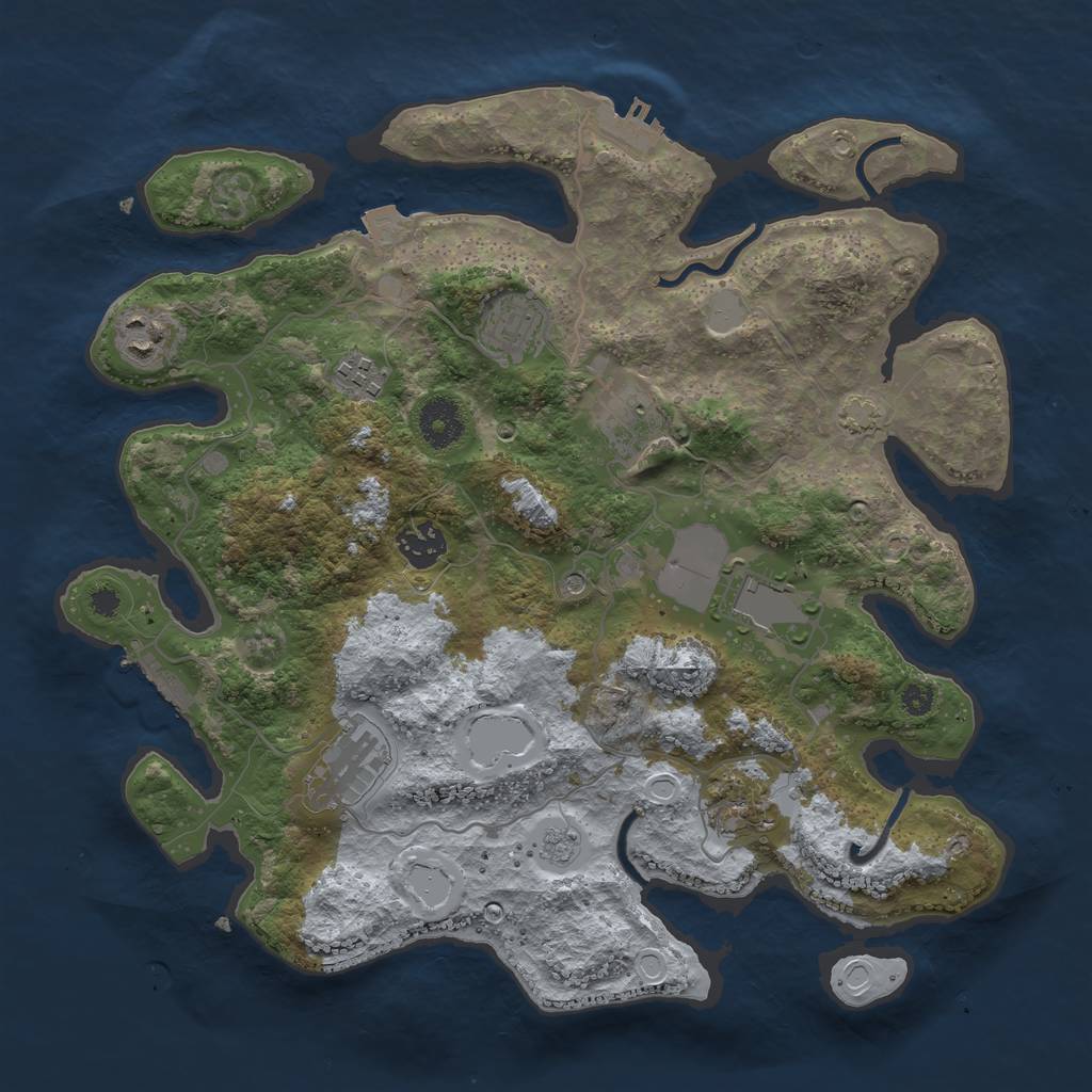 Rust Map: Procedural Map, Size: 3500, Seed: 2030274090, 16 Monuments