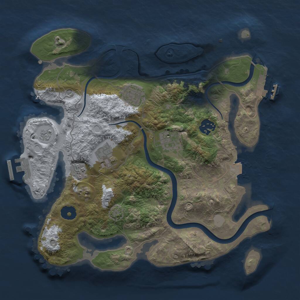 Rust Map: Procedural Map, Size: 3000, Seed: 2459588, 11 Monuments
