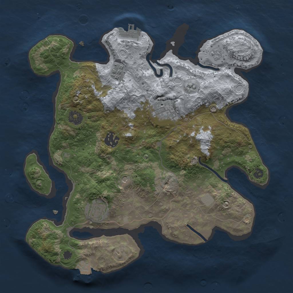 Rust Map: Procedural Map, Size: 3000, Seed: 1252492597, 10 Monuments