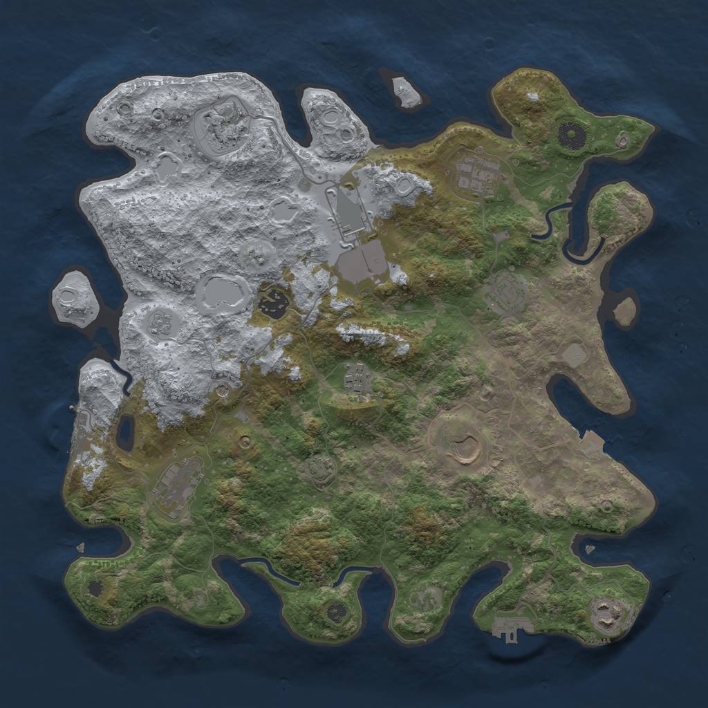 Rust Map: Procedural Map, Size: 3750, Seed: 1372292410, 17 Monuments