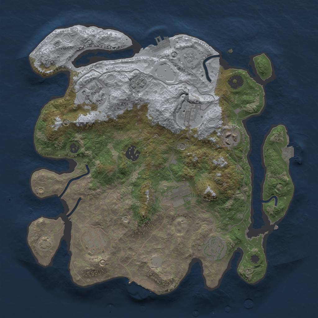 Rust Map: Procedural Map, Size: 3300, Seed: 1840564229, 16 Monuments