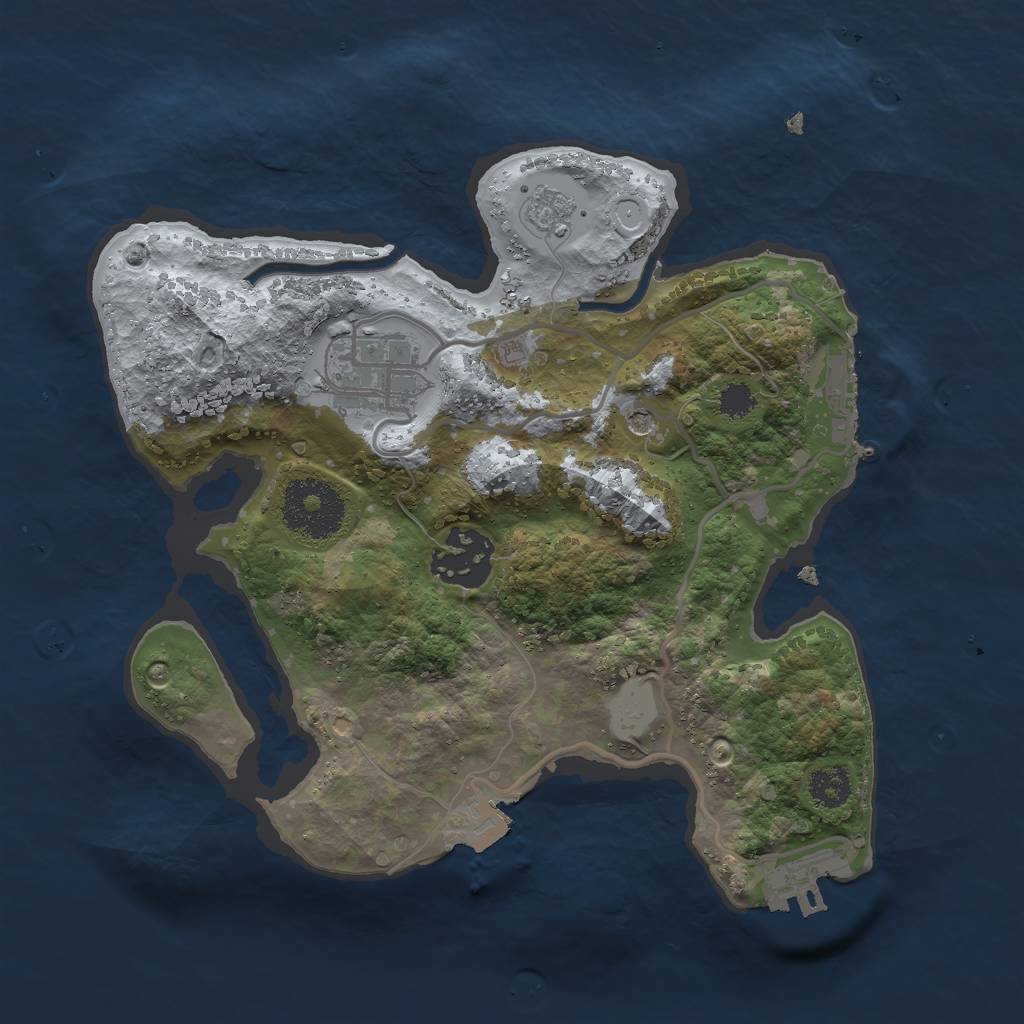Rust Map: Procedural Map, Size: 2500, Seed: 862804918, 9 Monuments