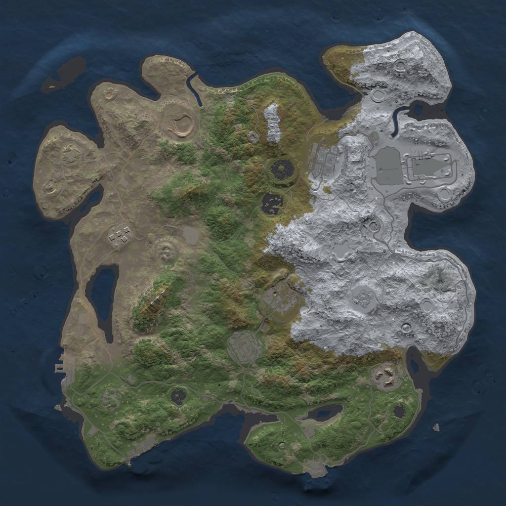 Rust Map: Procedural Map, Size: 3500, Seed: 1090720201, 16 Monuments