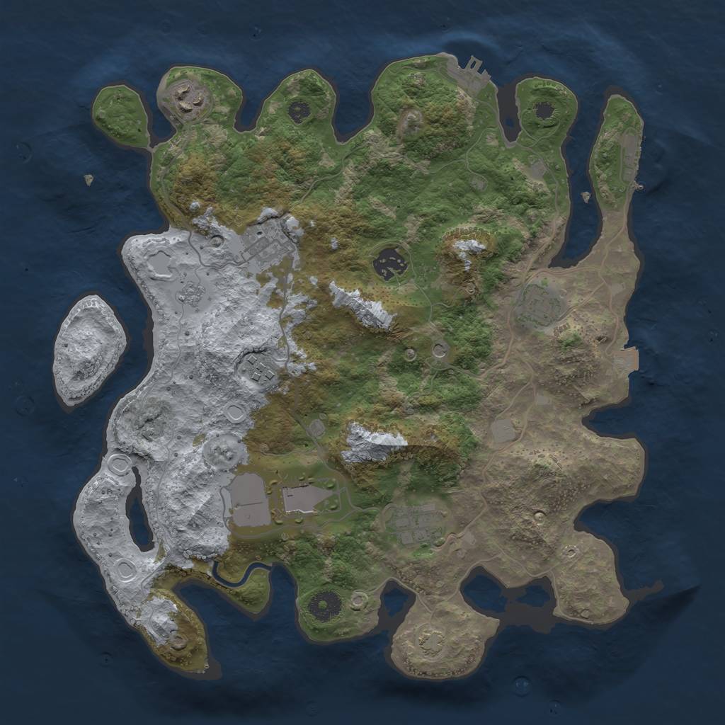 Rust Map: Procedural Map, Size: 3500, Seed: 1242684716, 15 Monuments
