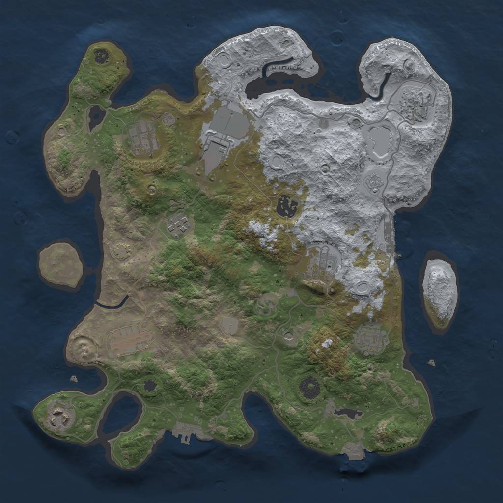Rust Map: Procedural Map, Size: 3500, Seed: 1089599039, 17 Monuments