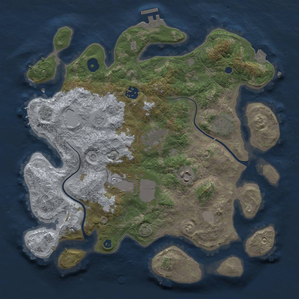 Rust Map: Procedural Map, Size: 3500, Seed: 1550932738, 11 Monuments