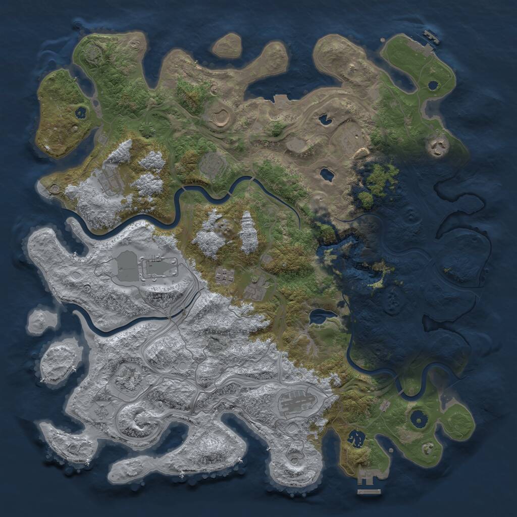 Rust Map: Procedural Map, Size: 4500, Seed: 2060519322, 17 Monuments