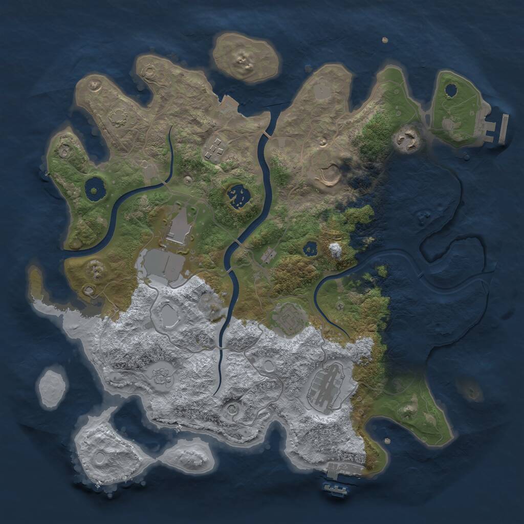Rust Map: Procedural Map, Size: 3500, Seed: 2071076000, 13 Monuments