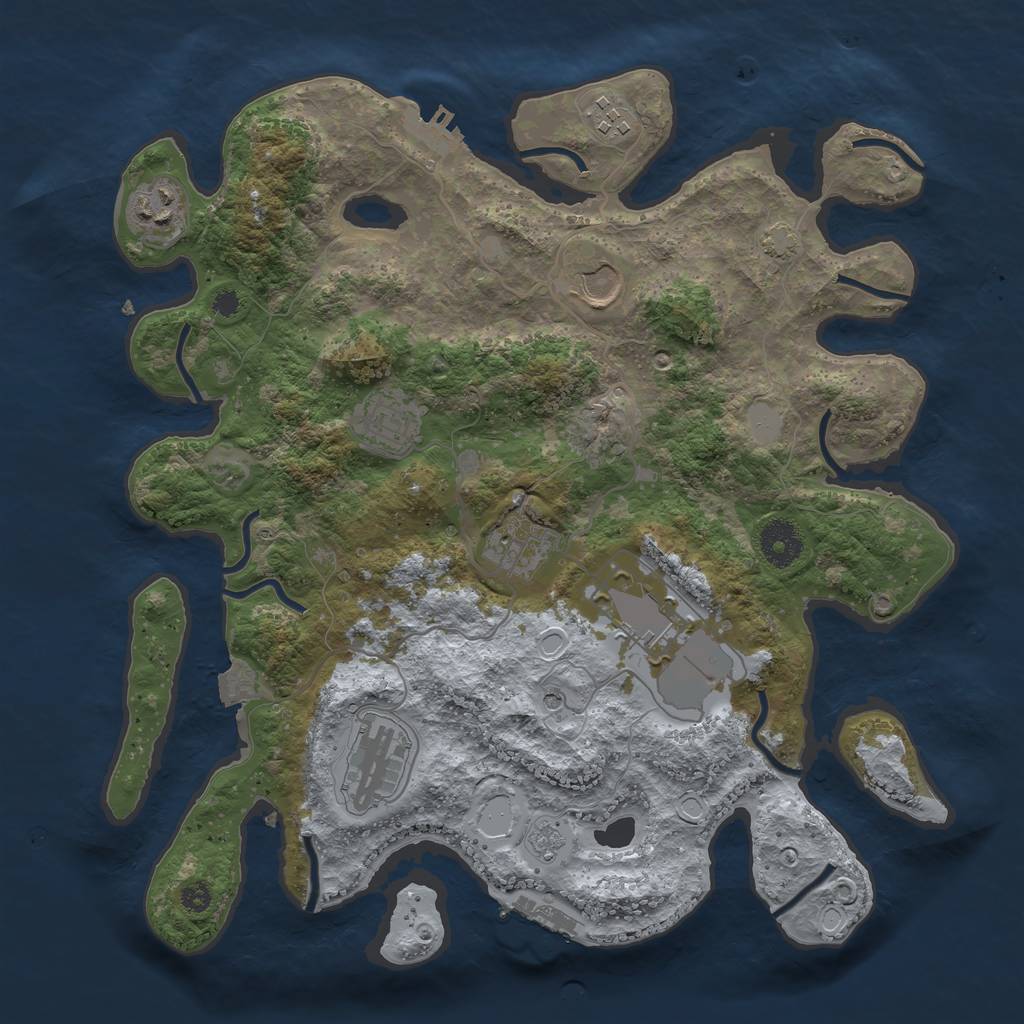 Rust Map: Procedural Map, Size: 3500, Seed: 4261588, 15 Monuments