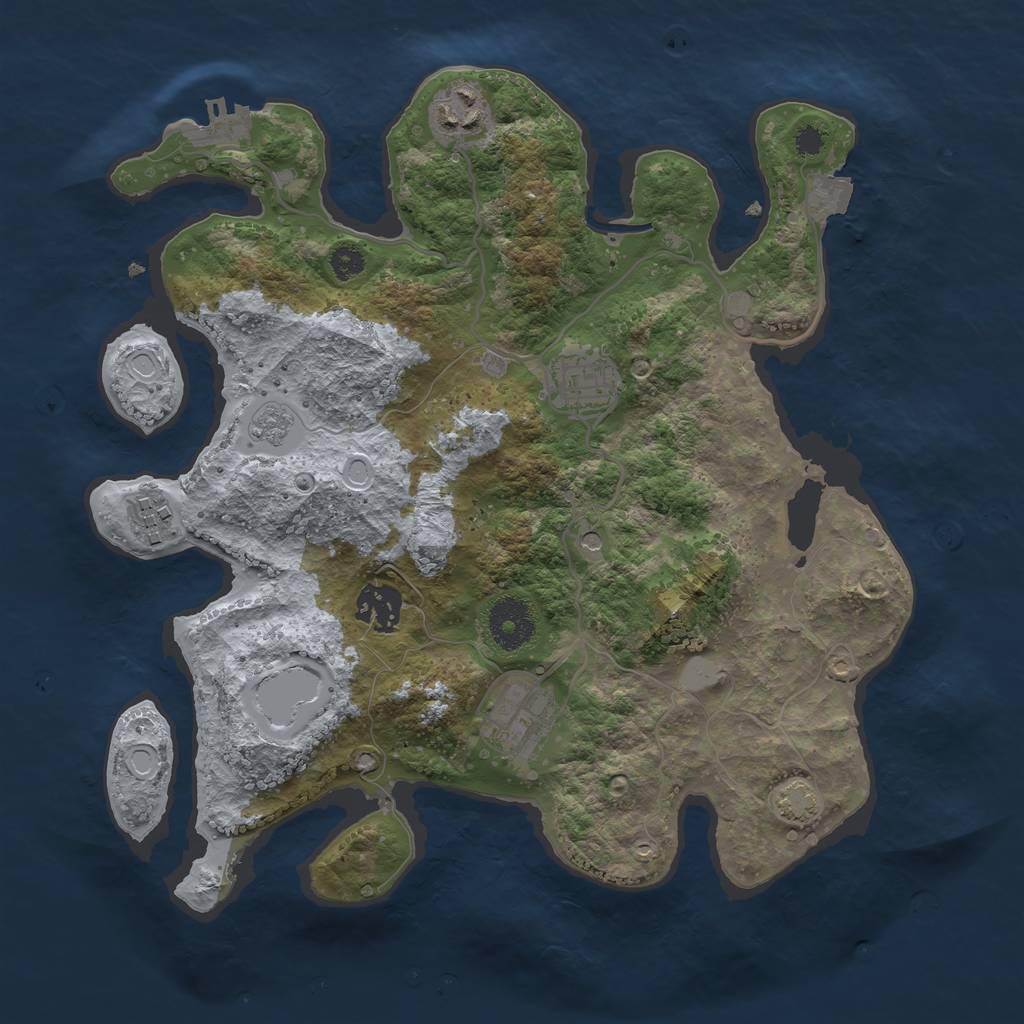 Rust Map: Procedural Map, Size: 3200, Seed: 1353982621, 12 Monuments