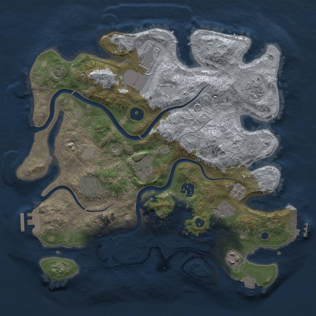 Rust Map: Procedural Map, Size: 3500, Seed: 501715546, 14 Monuments