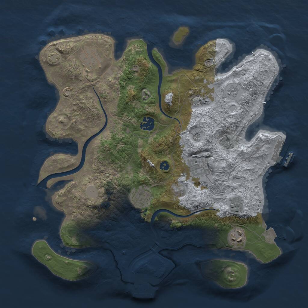 Rust Map: Procedural Map, Size: 3250, Seed: 304045059, 13 Monuments