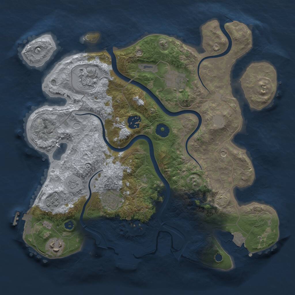 Rust Map: Procedural Map, Size: 3250, Seed: 1085738608, 12 Monuments