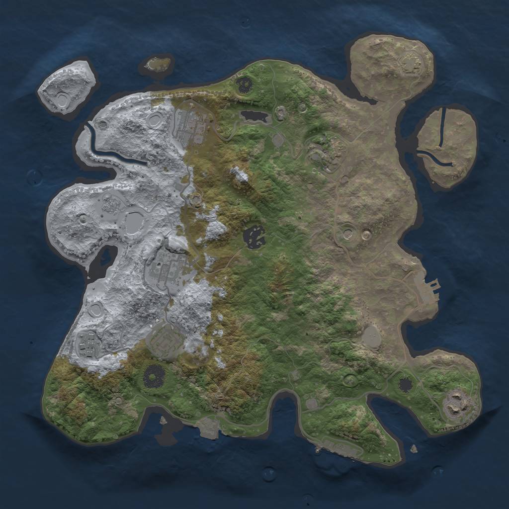 Rust Map: Procedural Map, Size: 3250, Seed: 1085738608, 15 Monuments