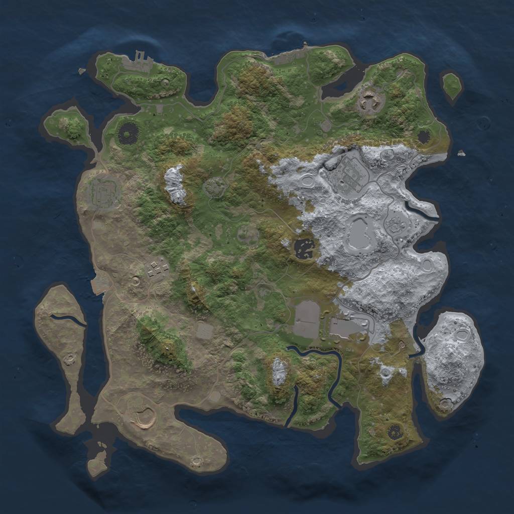 Rust Map: Procedural Map, Size: 3600, Seed: 87086982, 14 Monuments
