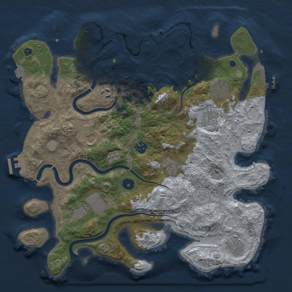 Rust Map: Procedural Map, Size: 3800, Seed: 69440308, 15 Monuments
