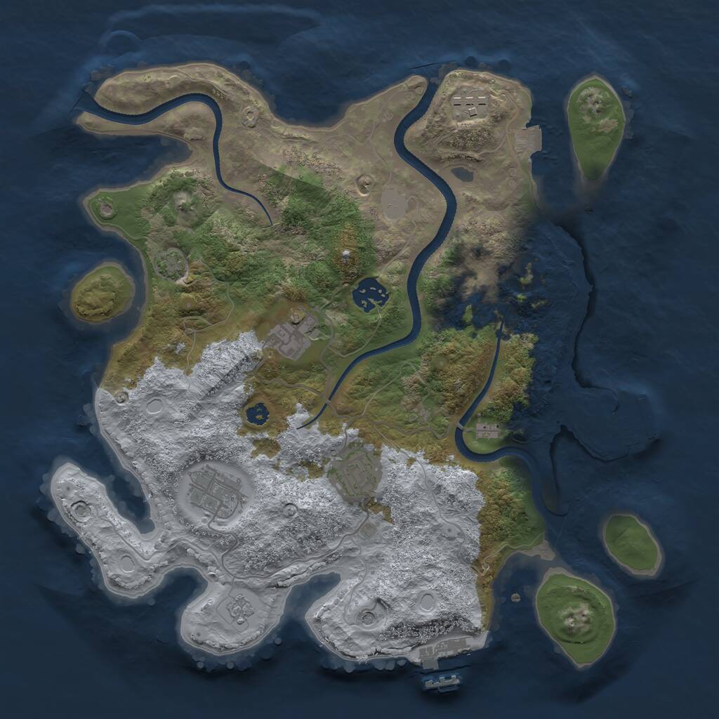 Rust Map: Procedural Map, Size: 3250, Seed: 1607, 11 Monuments
