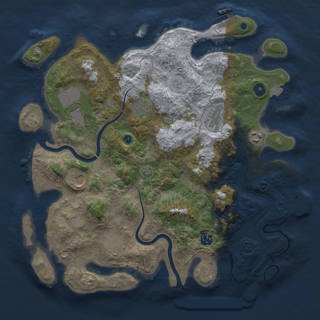 Rust Map: Procedural Map, Size: 3850, Seed: 32698847, 14 Monuments