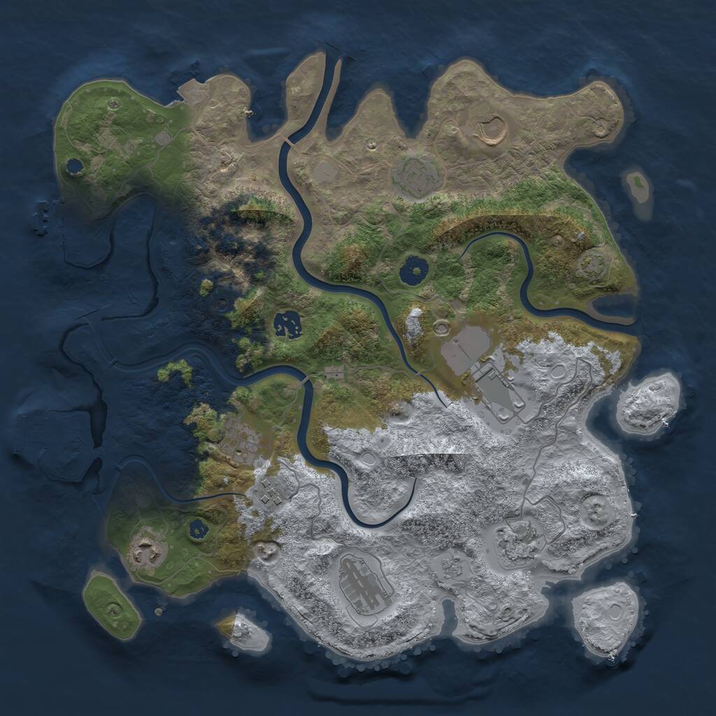 Rust Map: Procedural Map, Size: 3750, Seed: 73556650, 15 Monuments
