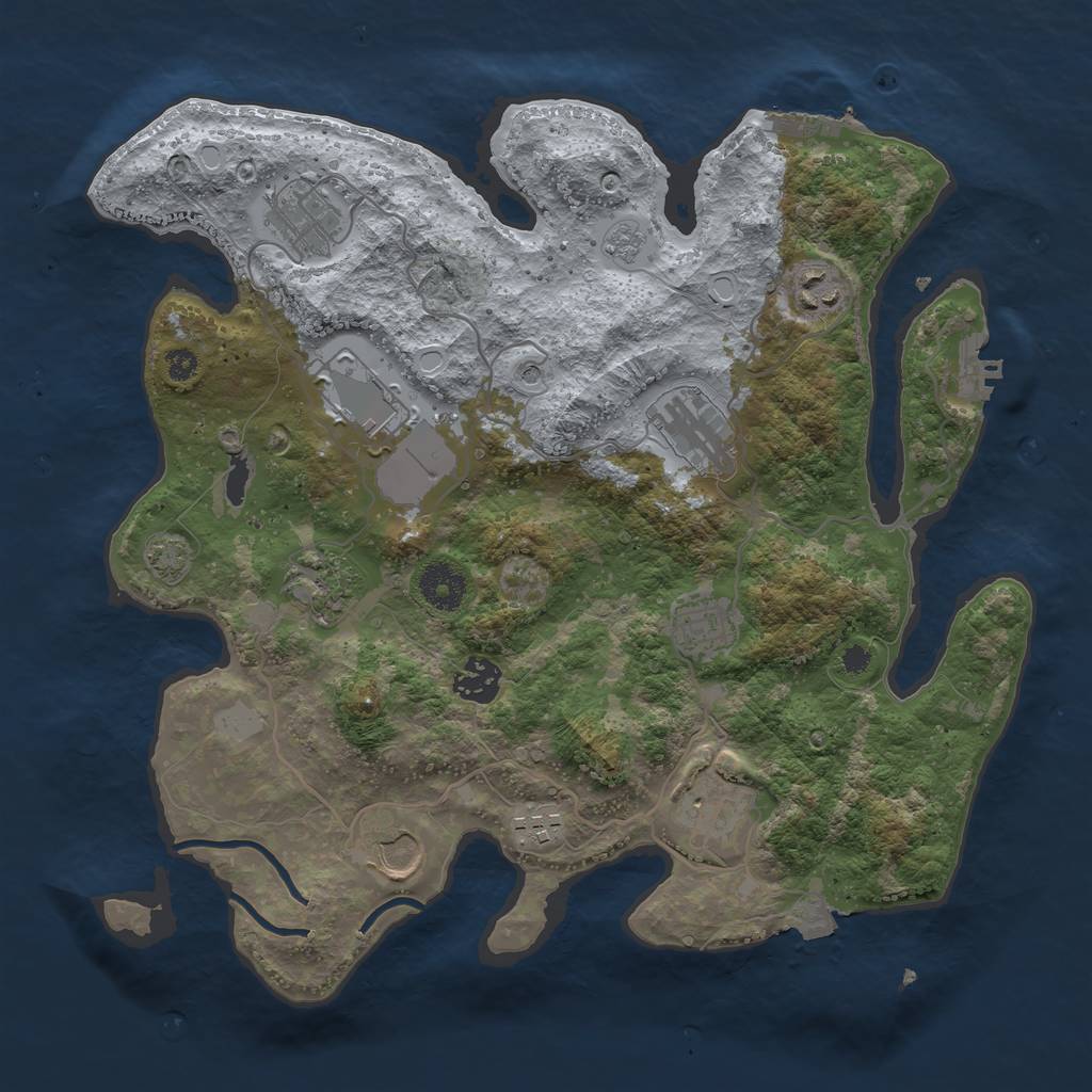 Rust Map: Procedural Map, Size: 3500, Seed: 762471831, 18 Monuments