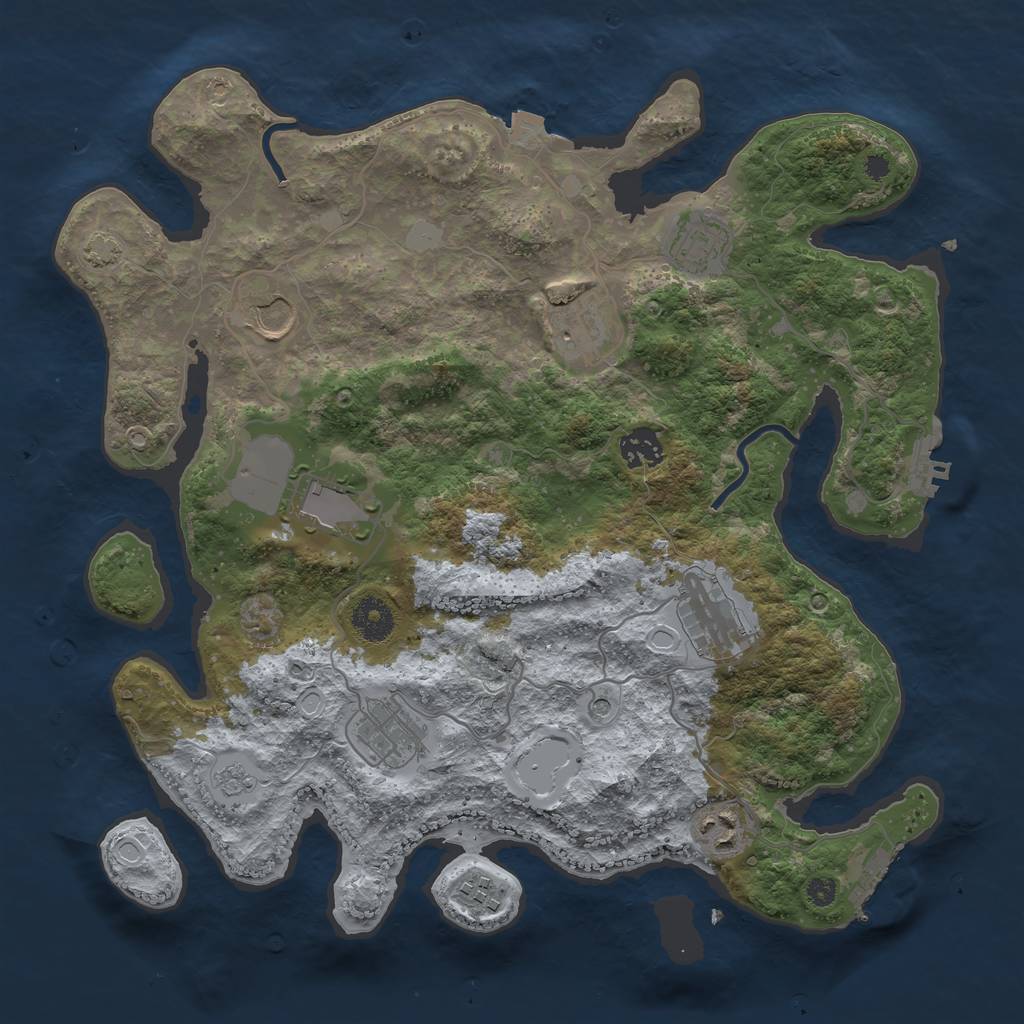 Rust Map: Procedural Map, Size: 3600, Seed: 54449638, 17 Monuments