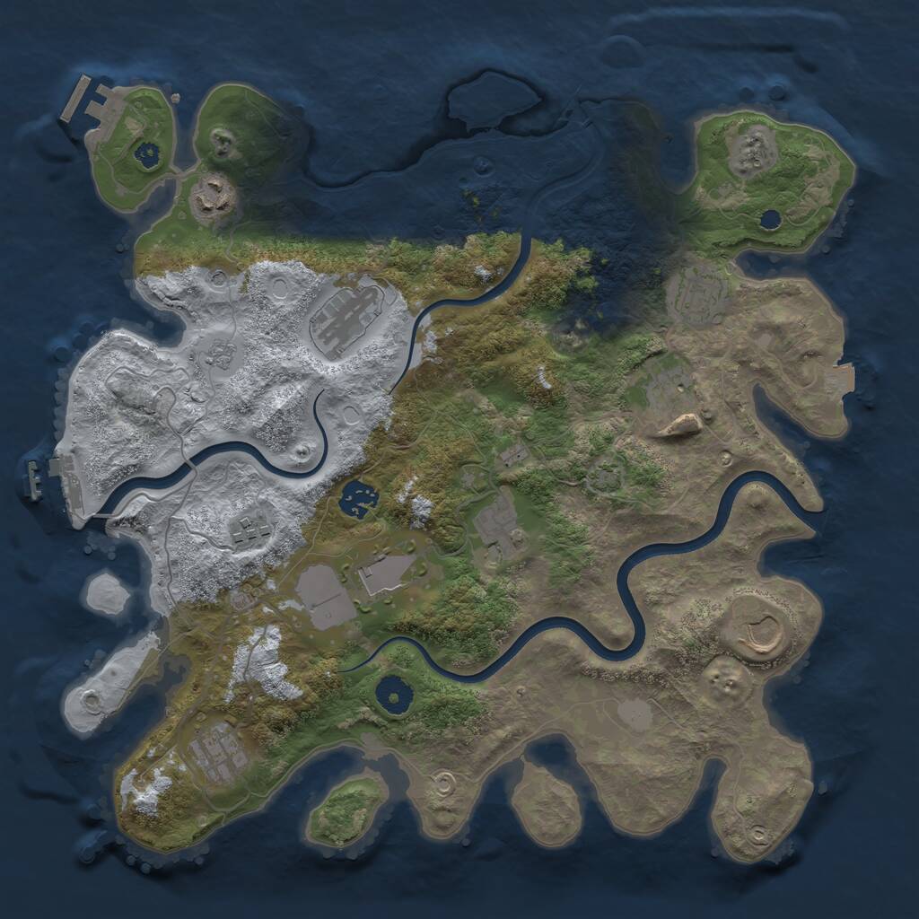 Rust Map: Procedural Map, Size: 3700, Seed: 949539479, 16 Monuments