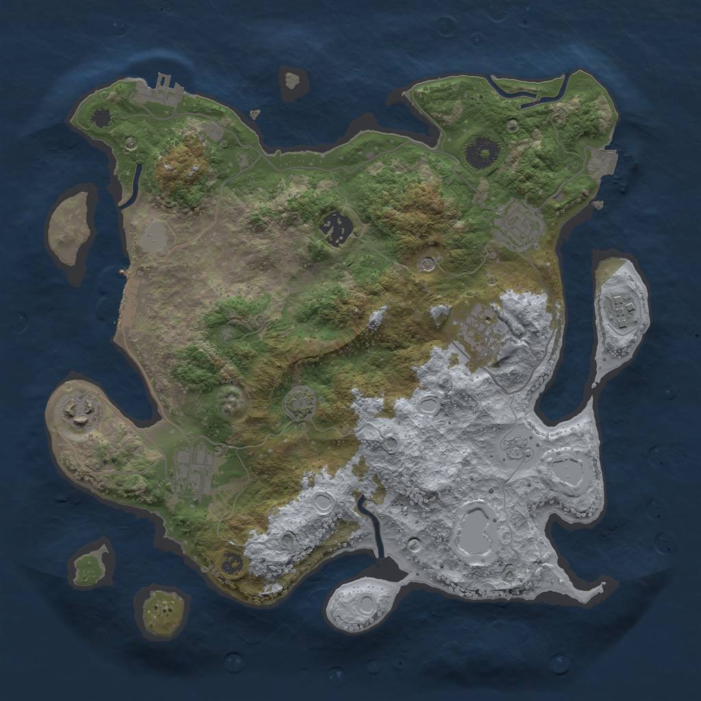 Rust Map: Procedural Map, Size: 3250, Seed: 1038571, 14 Monuments