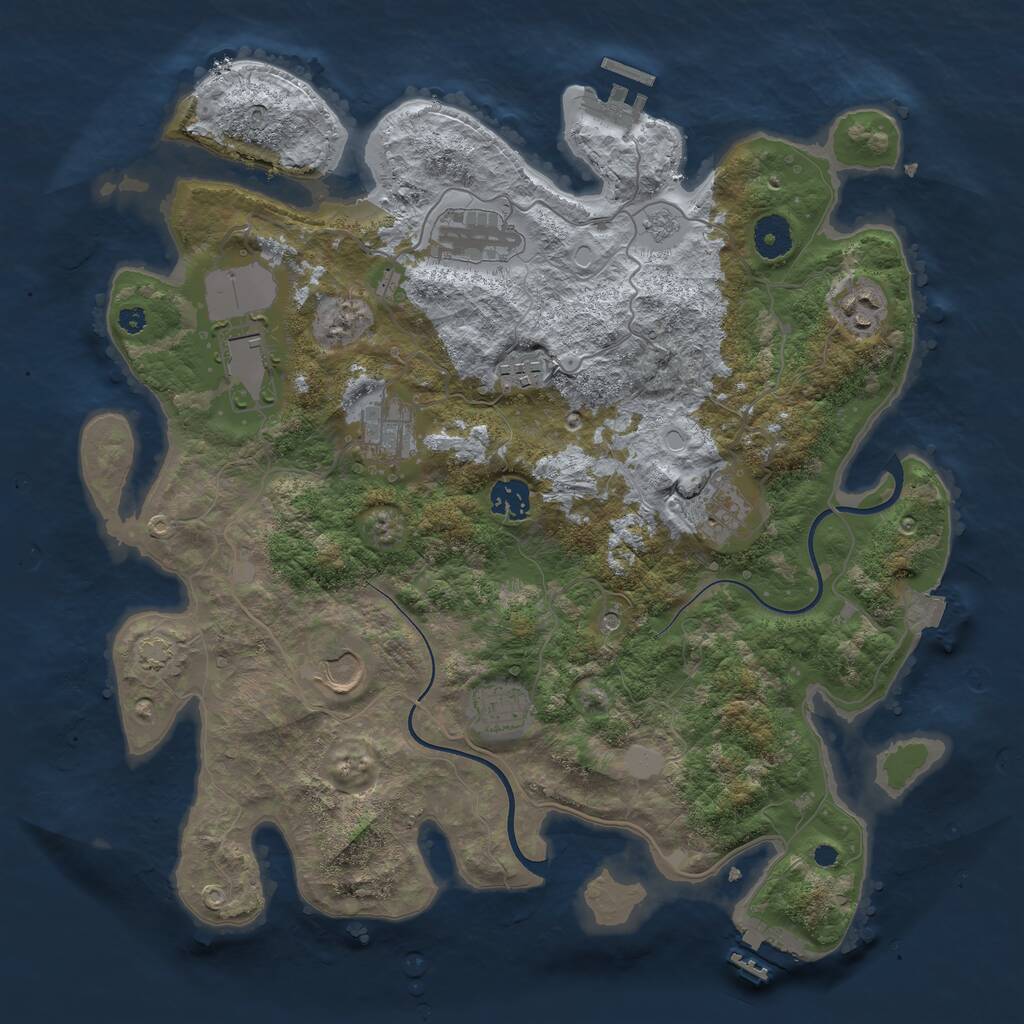 Rust Map: Procedural Map, Size: 3750, Seed: 95258543, 15 Monuments