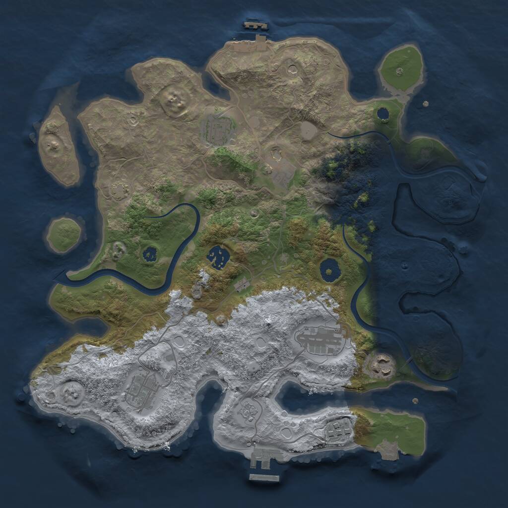 Rust Map: Procedural Map, Size: 3450, Seed: 24181703, 13 Monuments