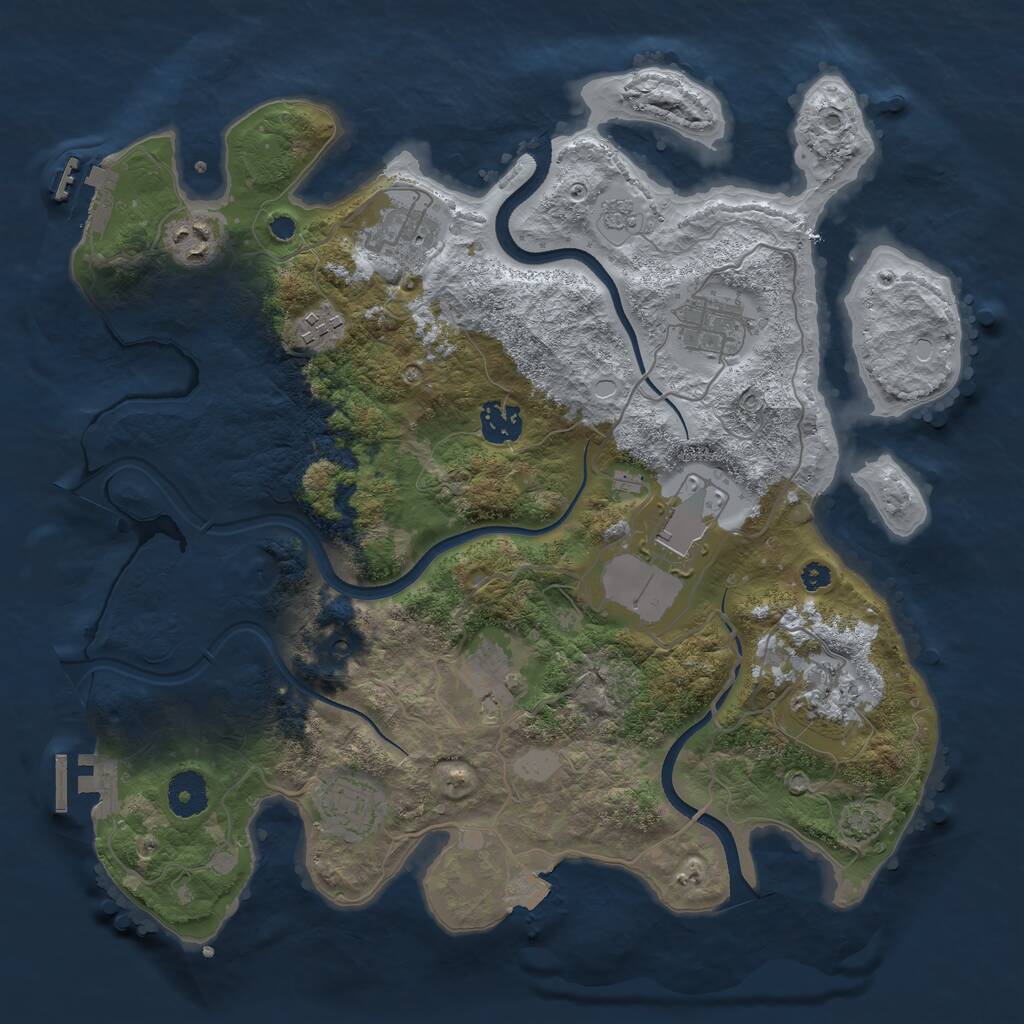 Rust Map: Procedural Map, Size: 3550, Seed: 38621108, 15 Monuments