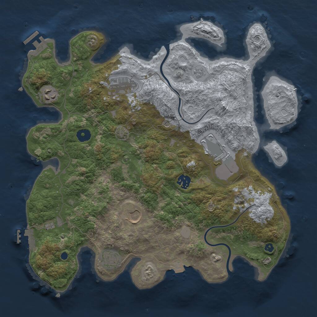 Rust Map: Procedural Map, Size: 3550, Seed: 38621108, 12 Monuments