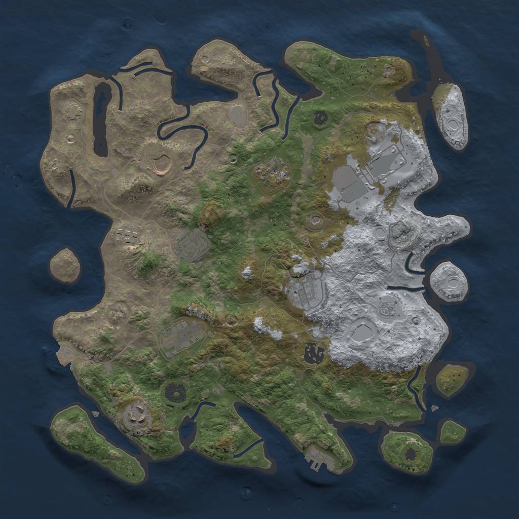 Rust Map: Procedural Map, Size: 3700, Seed: 46792669, 16 Monuments