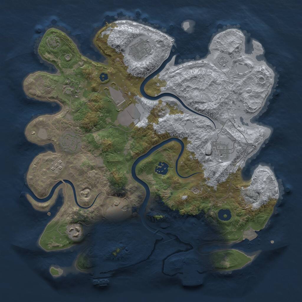 Rust Map: Procedural Map, Size: 3500, Seed: 1252208291, 15 Monuments