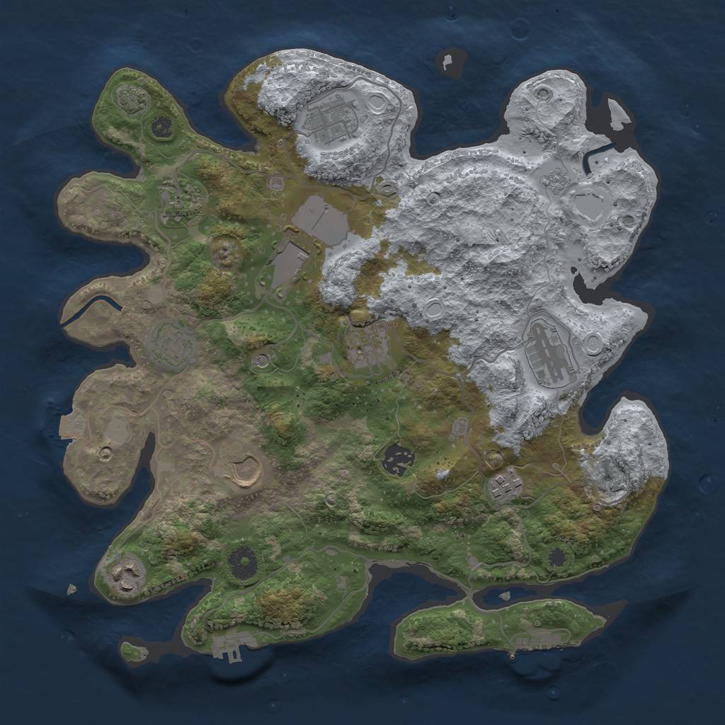 Rust Map: Procedural Map, Size: 3500, Seed: 1252208291, 18 Monuments