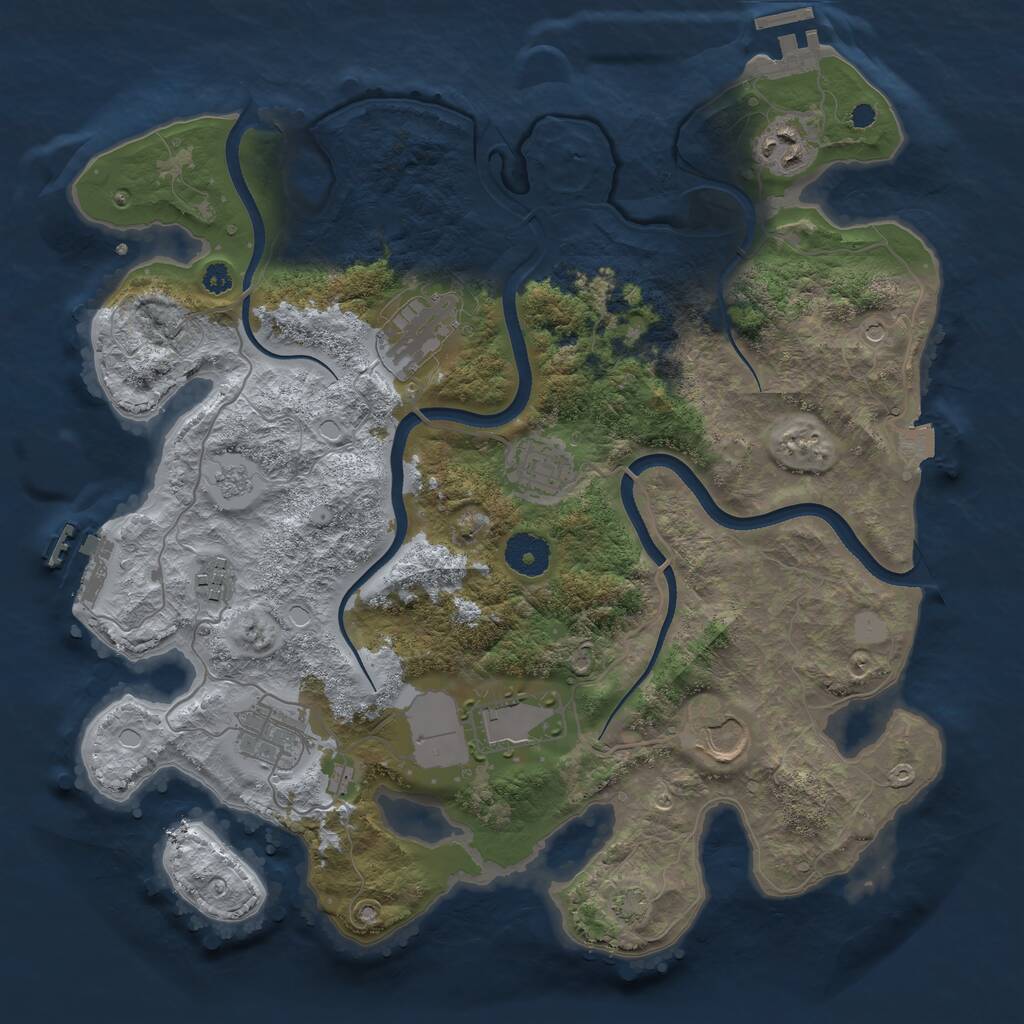 Rust Map: Procedural Map, Size: 3500, Seed: 1888566116, 13 Monuments