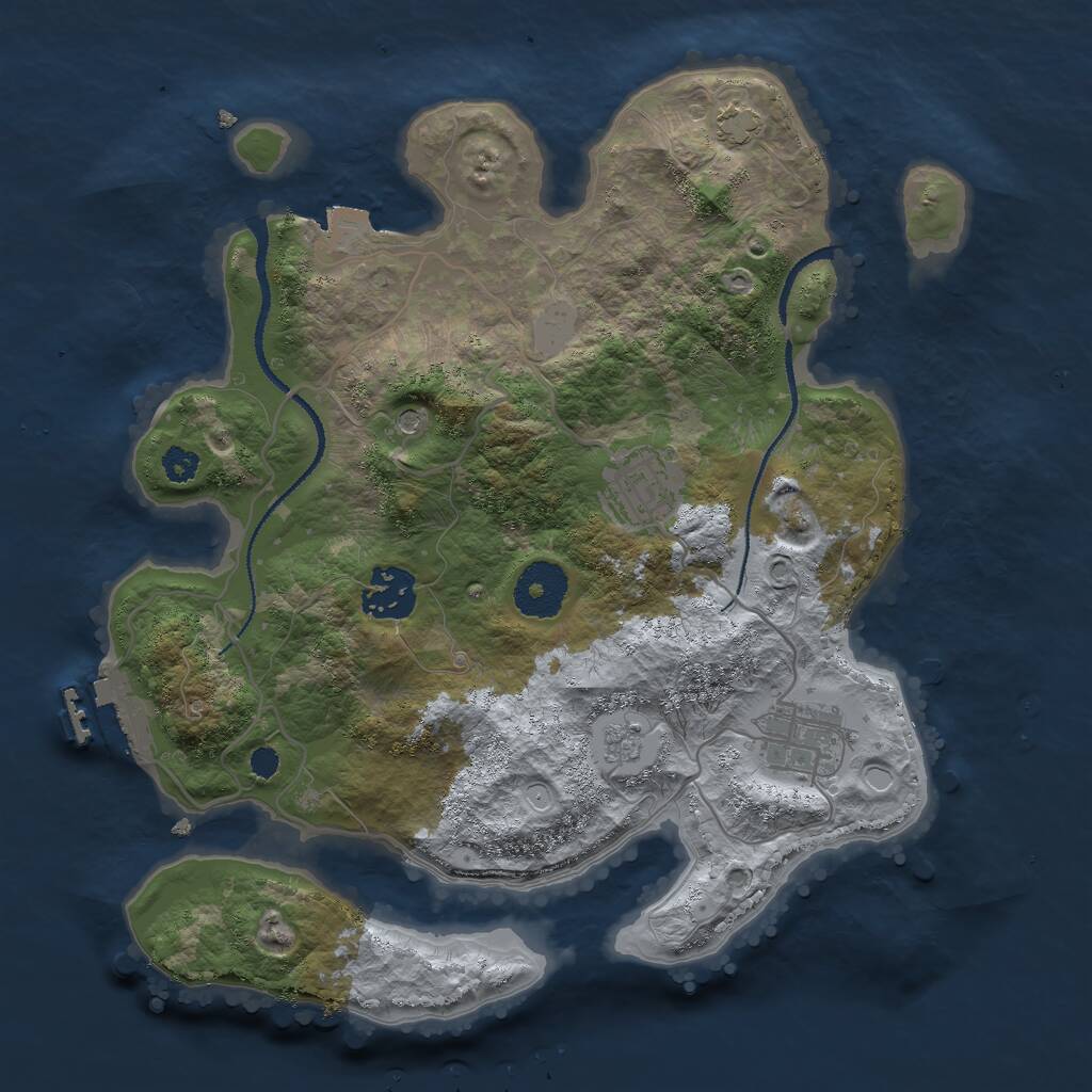 Rust Map: Procedural Map, Size: 3000, Seed: 1623395, 8 Monuments