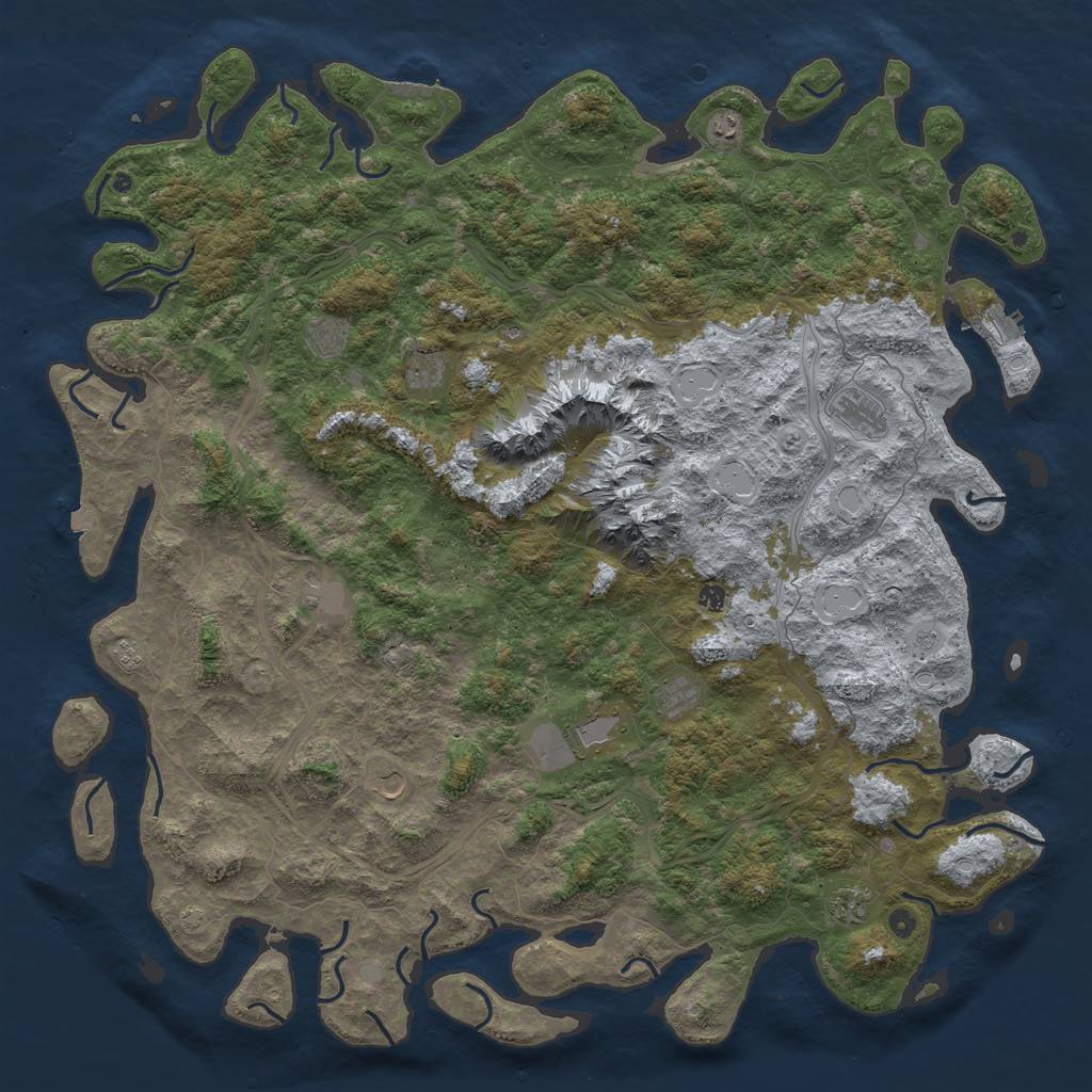 Rust Map: Procedural Map, Size: 6000, Seed: 912456, 19 Monuments