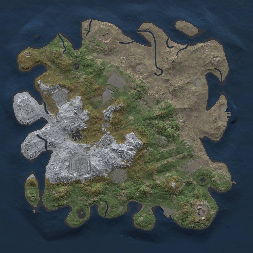 Rust Map: Procedural Map, Size: 3850, Seed: 54111283, 17 Monuments