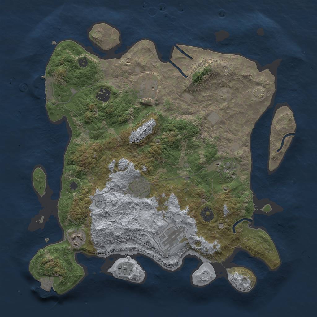 Rust Map: Procedural Map, Size: 3450, Seed: 1916321, 13 Monuments