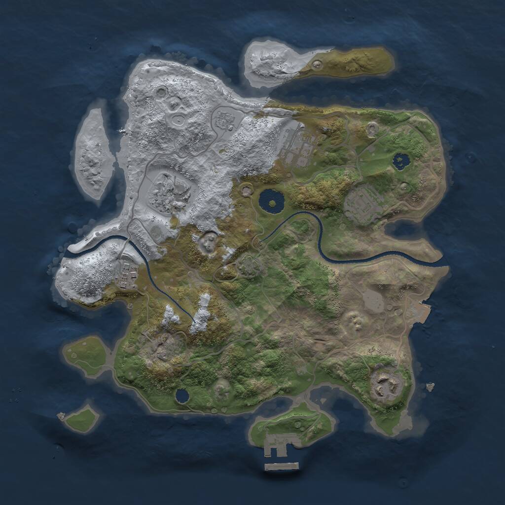 Rust Map: Procedural Map, Size: 3000, Seed: 98252, 9 Monuments