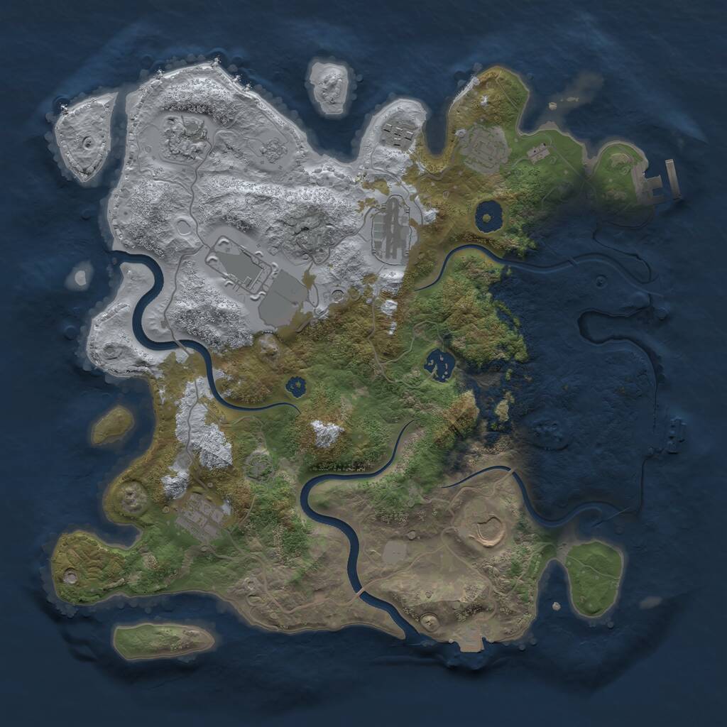 Rust Map: Procedural Map, Size: 3600, Seed: 49544334, 14 Monuments