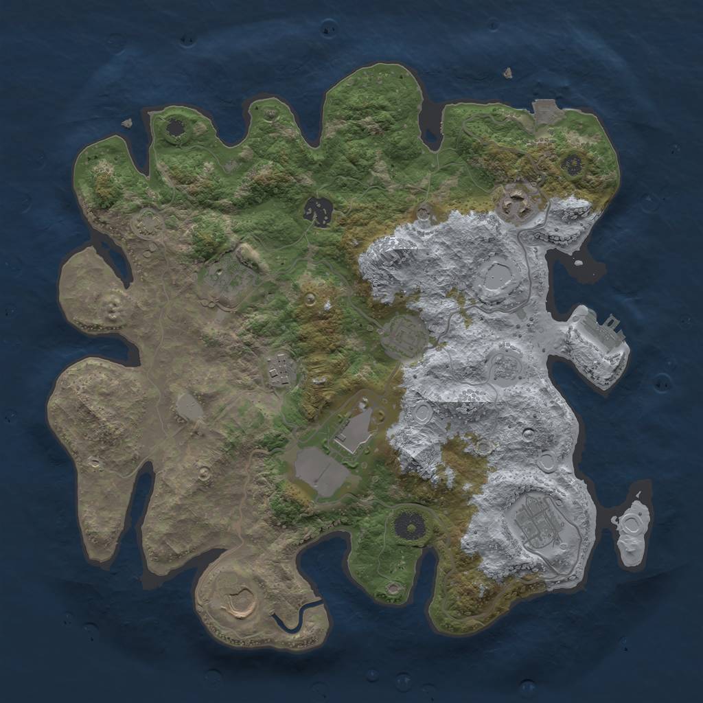 Rust Map: Procedural Map, Size: 3500, Seed: 1547043736, 15 Monuments