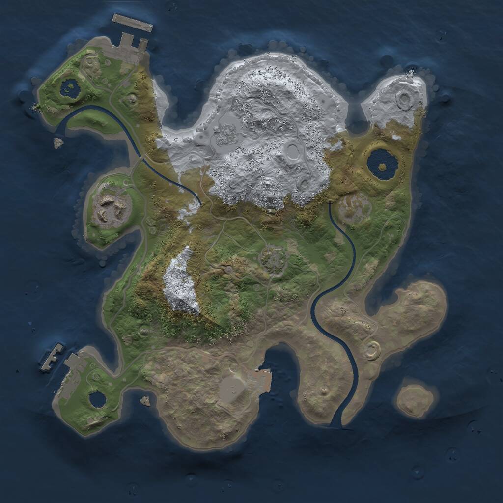 Rust Map: Procedural Map, Size: 2501, Seed: 1, 6 Monuments