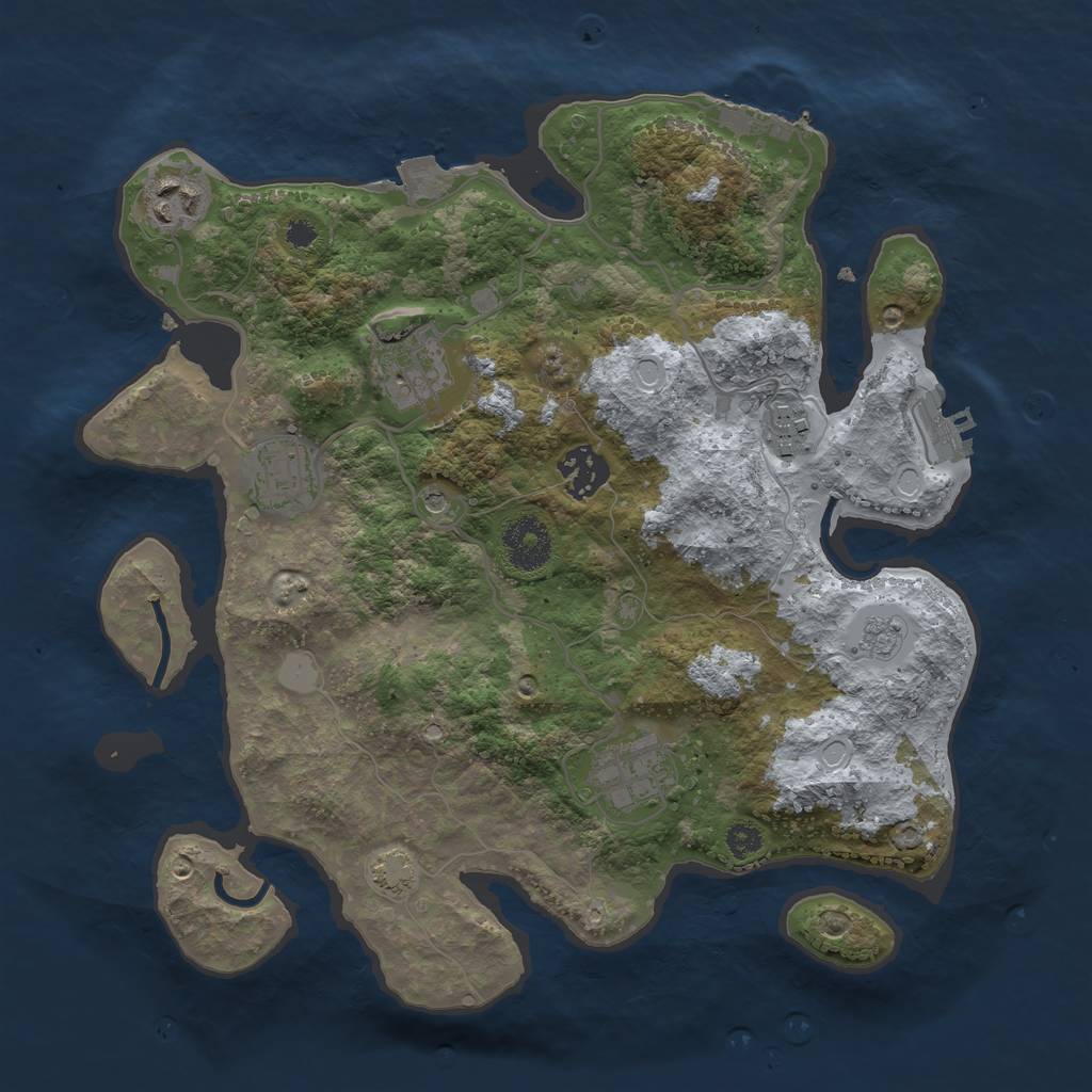 Rust Map: Procedural Map, Size: 3200, Seed: 1714646117, 14 Monuments