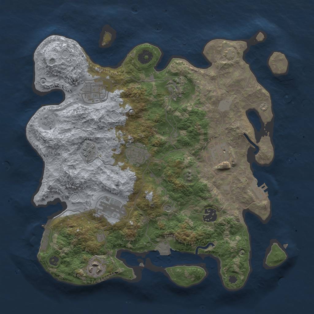 Rust Map: Procedural Map, Size: 3300, Seed: 99002420, 16 Monuments